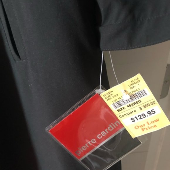 Men's Black Pierre Cardin Trench Coat - Picture 3 of 5